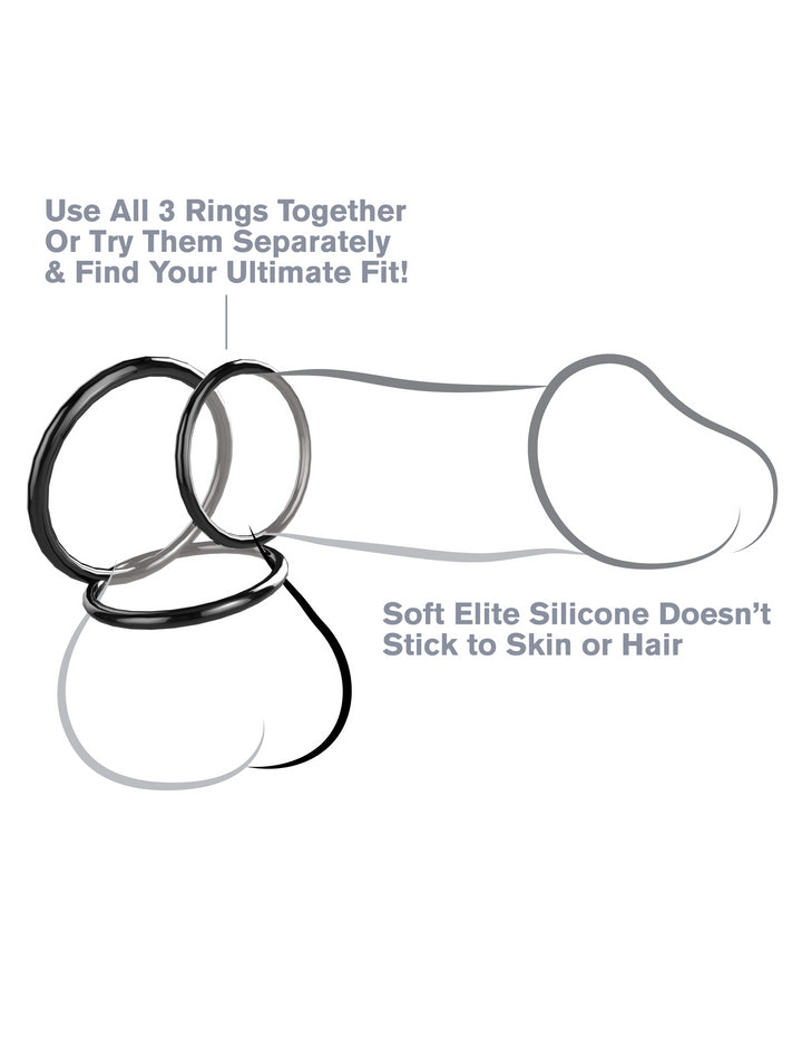 SILICONE 3-RING STAMINA SET- BLACK