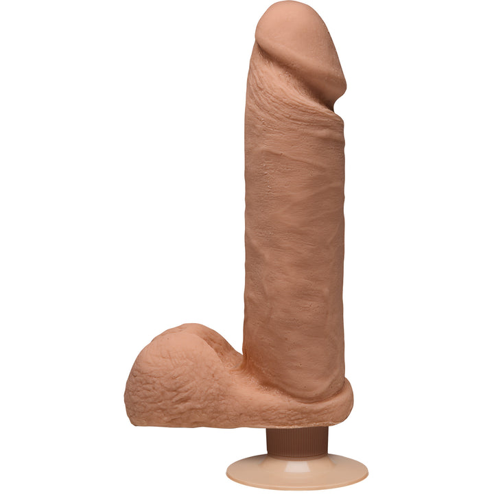 8" VIBRATING COCK W/ BALLS - CARAMEL