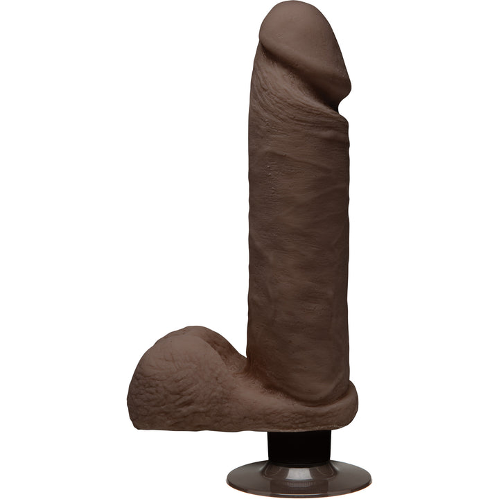 8" VIBRATING COCK W/ BALLS - CHOCOLATE