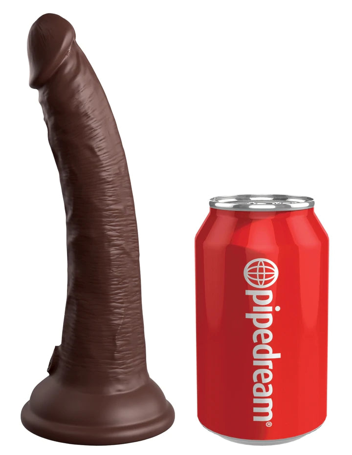 7" DUAL DENSITY VIBRATING SILICONE COCK - BROWN