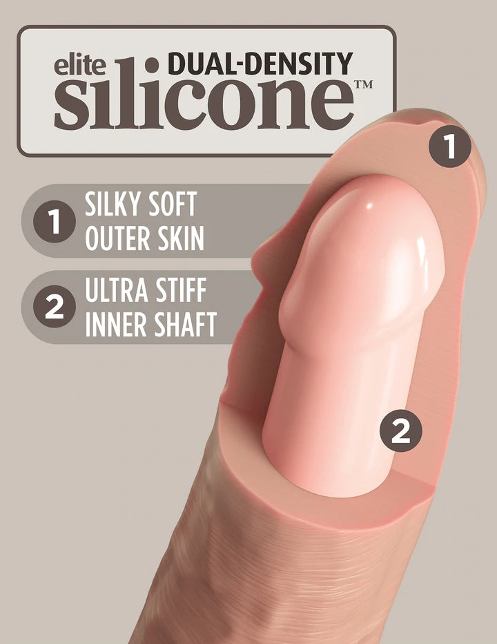 9" DUAL DENSITY VIBRATING SILICONE COCK - LIGHT