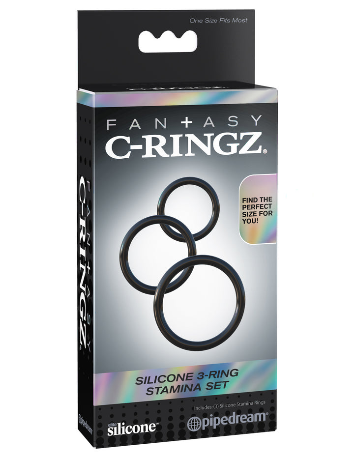 SILICONE 3-RING STAMINA SET- BLACK