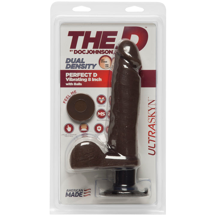 8" VIBRATING COCK W/ BALLS - CHOCOLATE